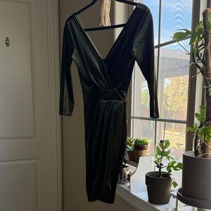 Fashion Nova Deep Green Long Sleeve Dress